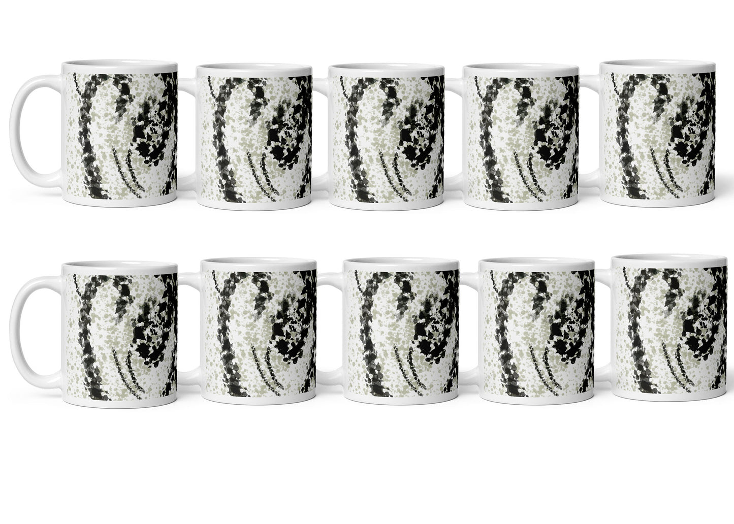 White Glossy Mug, Marble Print, Home