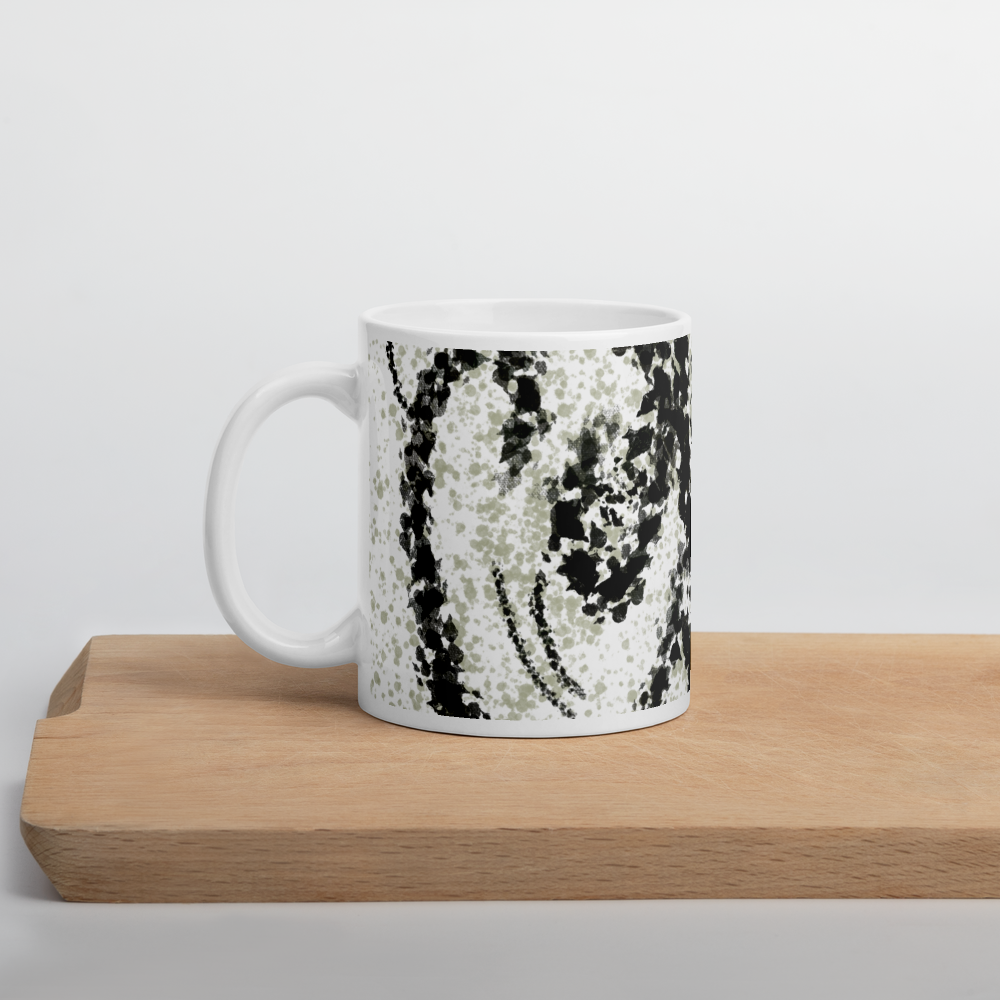 White Glossy Mug, Marble Print, Home