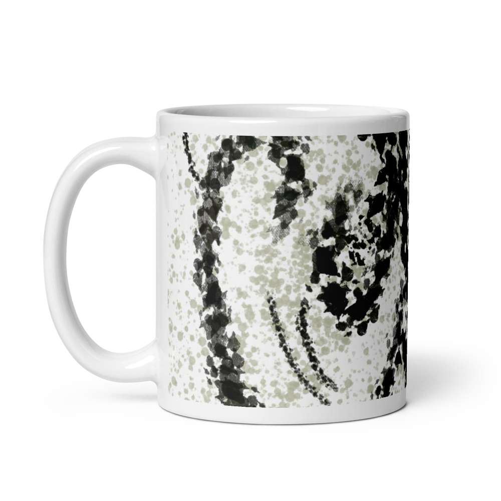 White Glossy Mug, Marble Print, Home