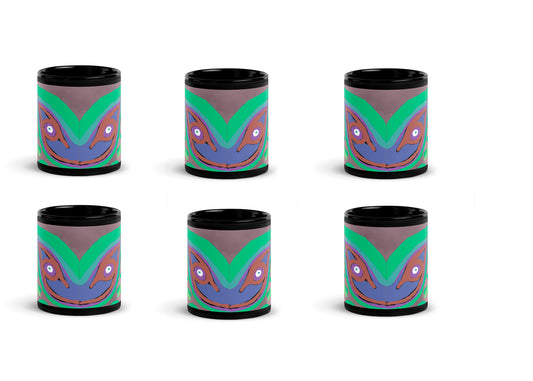 Black Glossy Mug, Eagle Eyes Print, Home