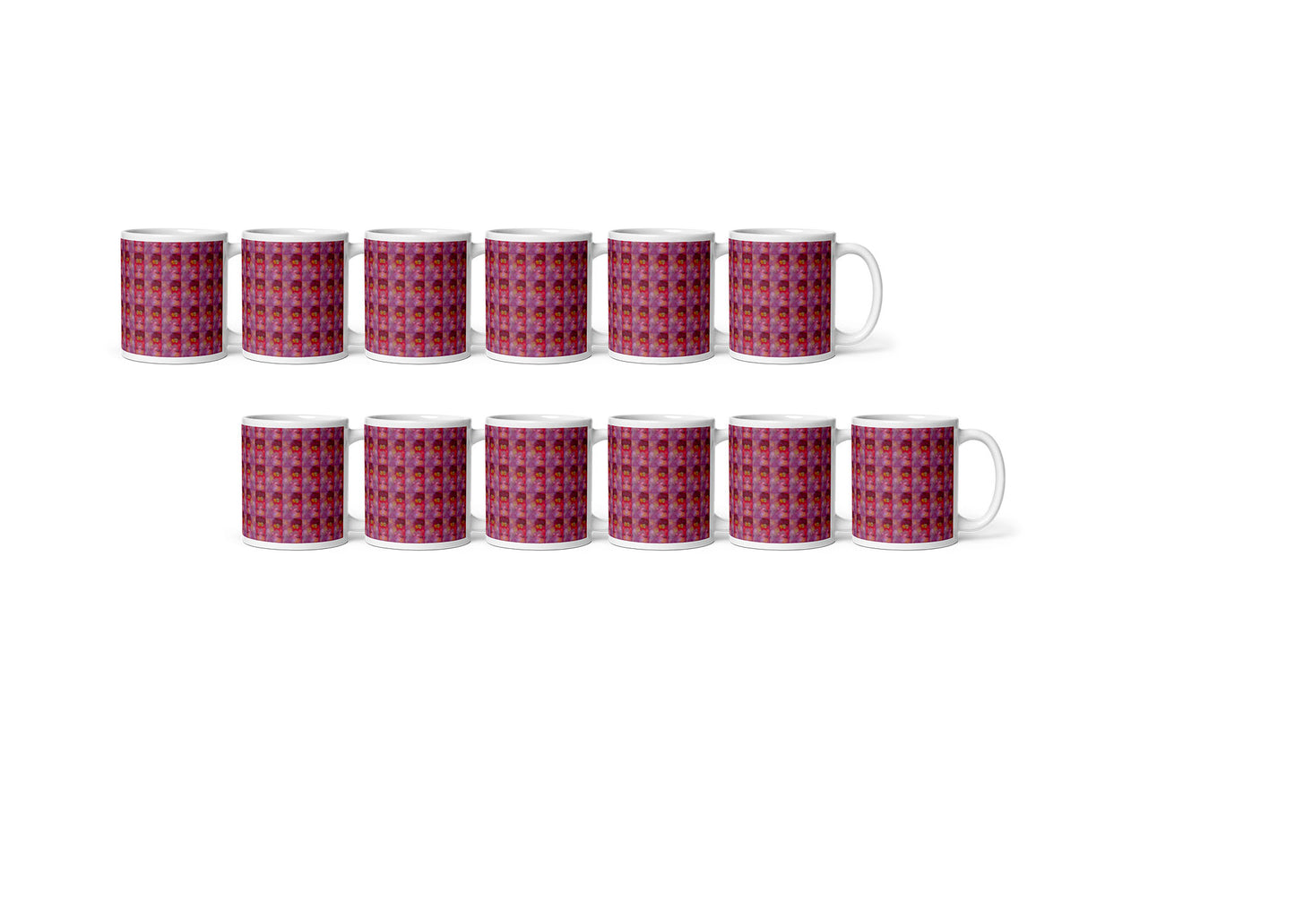 White Glossy Mug, Gaze Purple Pattern Print, Home